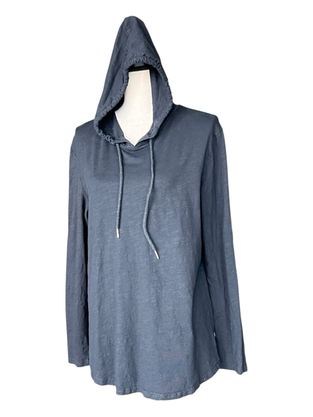 Vicalled Charcoal Gray Slub Knit Long Sleeve Hoodie - Large